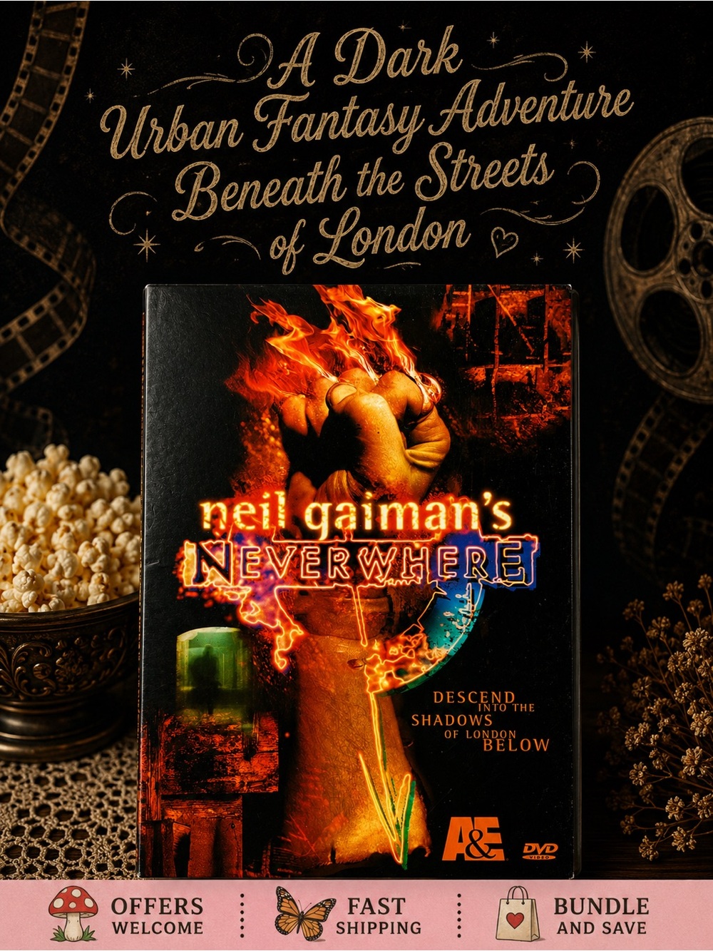 Neil Gaiman Neverwhere DVD A&E Cult Fantasy TV Miniseries Like New